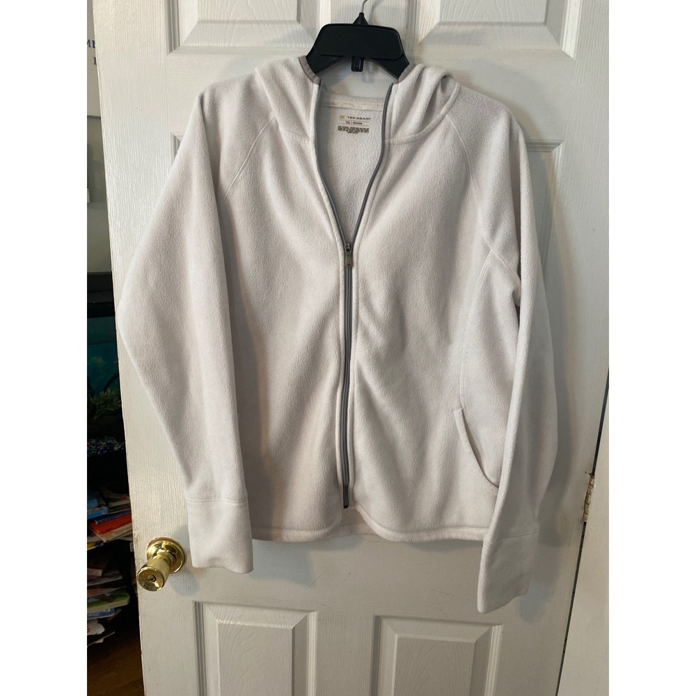 Tek Gear Womens XXL White Fleece Full Zip Hoodie Activewear Sweatshirt